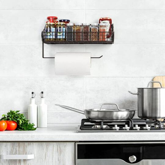 NEX™ 16" Wall Mounted Wire Basket Shelf & Paper Roll Holder